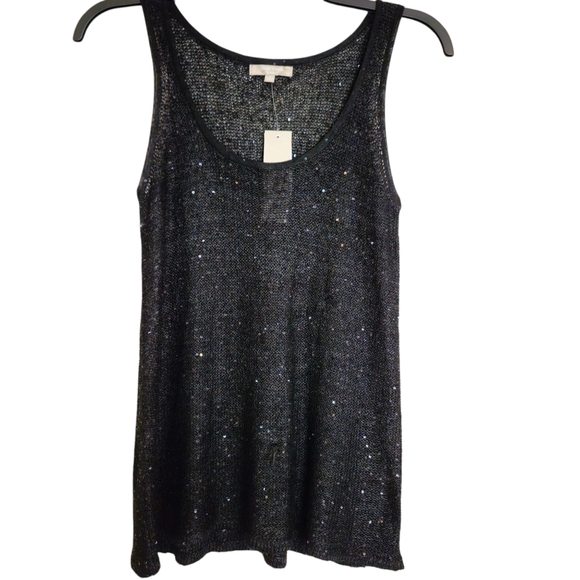 JOAN VASS STUDIO BLACK SPARKLE KNIT TANK NWT SIZE XL - Picture 1 of 12